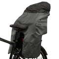 Grey thermal child bike seat rain cover with hood by ZEITBIKE, designed for Tucano Urbano bike seats, offers weather protection for kids.