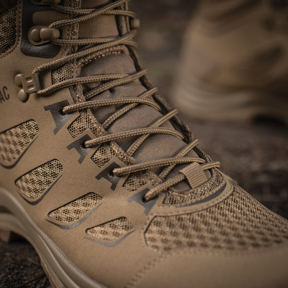 M-Tac Tactical Summer Boots Iva display rugged black tactical boots with breathable design and sturdy soles for outdoor use.