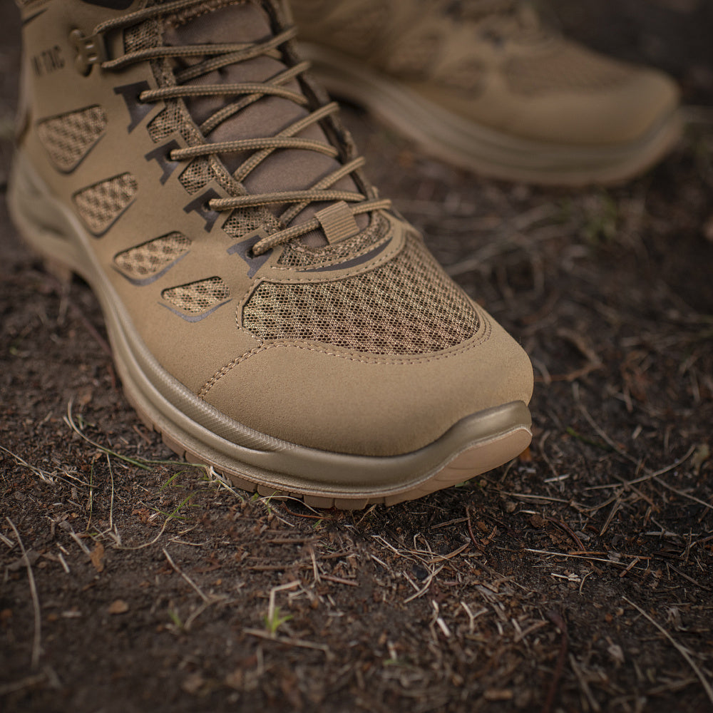 M-Tac Tactical Summer Boots Iva showing rugged brown leather and durable rubber soles for outdoor tactical use.