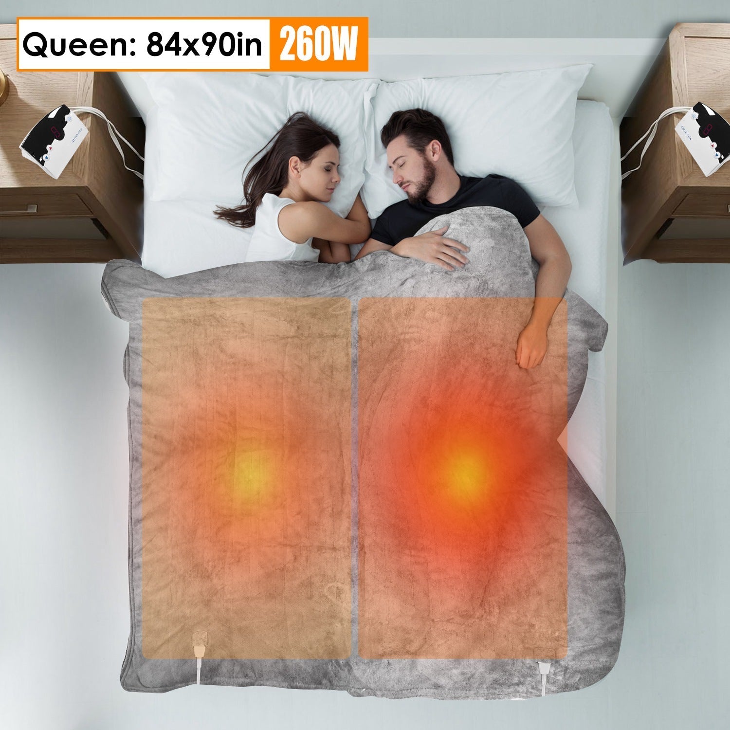 Electric Heated Queen Size Fleece Heated Blanket with Dual Controller 10 Heating Levels 10 Hours Auto Off Machine Washable for Home Office Usage 84x90 - OVERLANDERS Outfitter