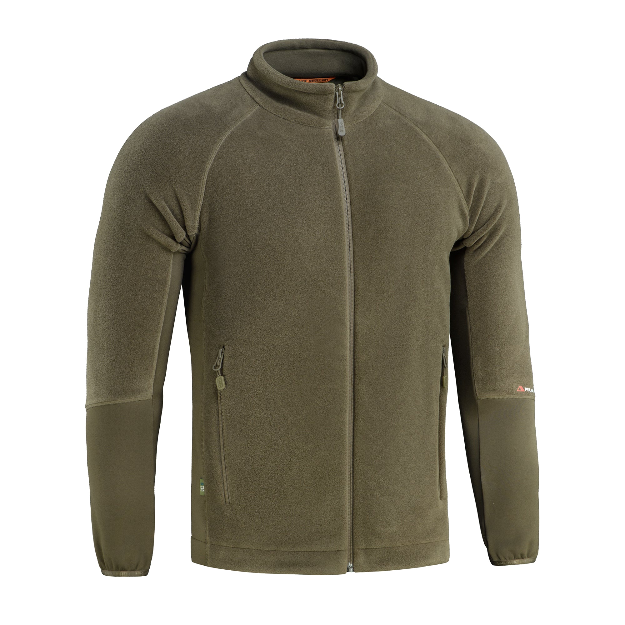 M-TAC fleece jacket made from Polartec fabric, showcasing a rugged design and functional features for outdoor activities.