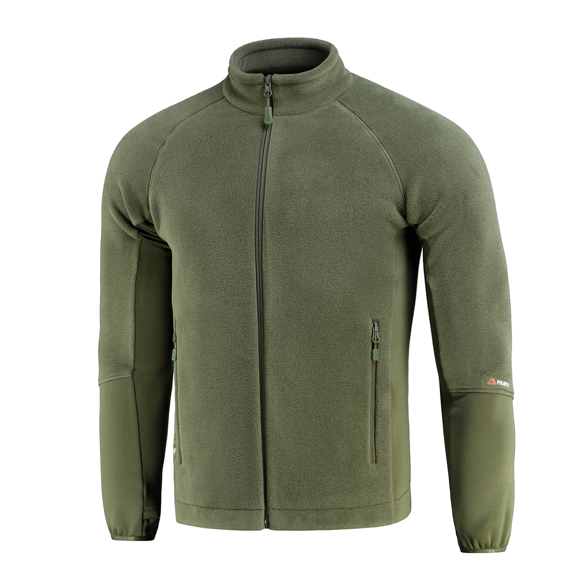 M-TAC fleece jacket in Polartec fabric, showcasing a sporty design and comfortable fit for outdoor activities.