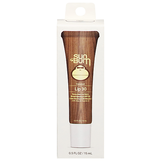 Sun Bum SPF 30 moisturizing lip balm in a natural tube, designed to hydrate and protect lips from sun damage.