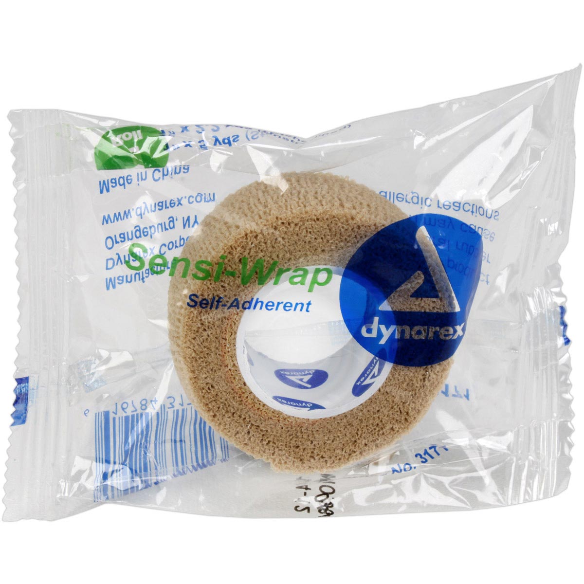 Tan Sensi Wrap self-adherent bandage, 1 inch by 5 yards, flexible and easy to apply for wound support and compression.