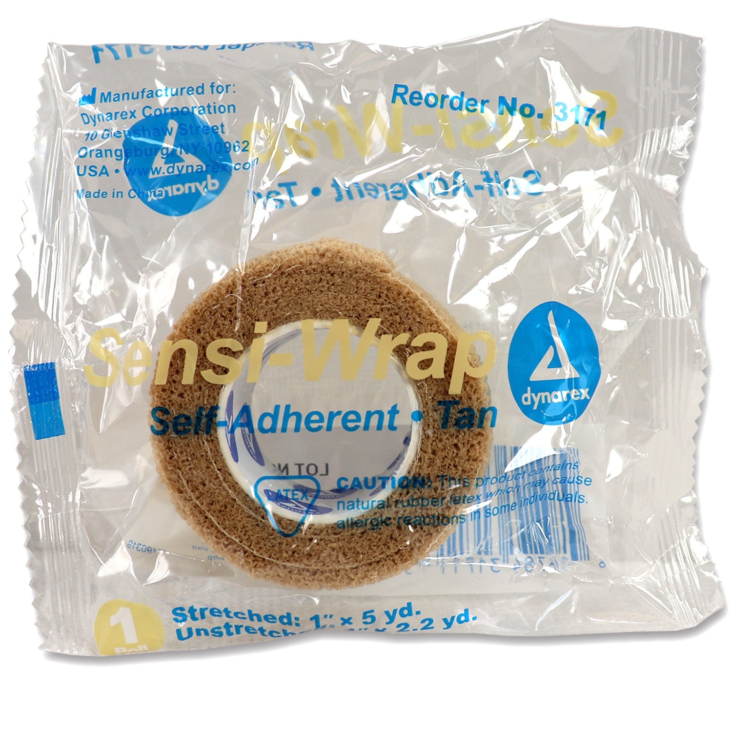 Tan Sensi Wrap self-adherent wrap, 1 inch by 5 yards, used for flexible, secure bandaging and compression.
