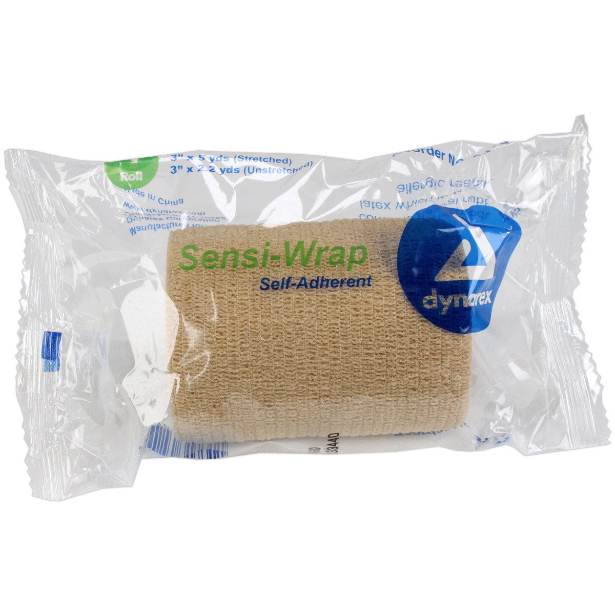 Self-adherent tan wrap, 3-inch by 5 yards, from Sensi Wrap by quakekits.com, used for securing dressings and support.