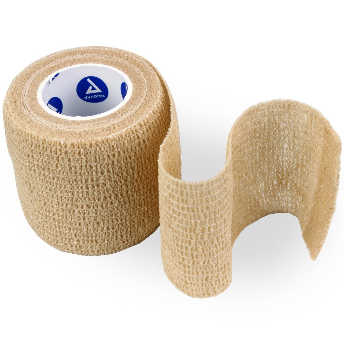 Self-adherent latex-free Sensi Wrap bandage in tan, 2 inches wide and 5 yards long, ideal for secure, flexible support.