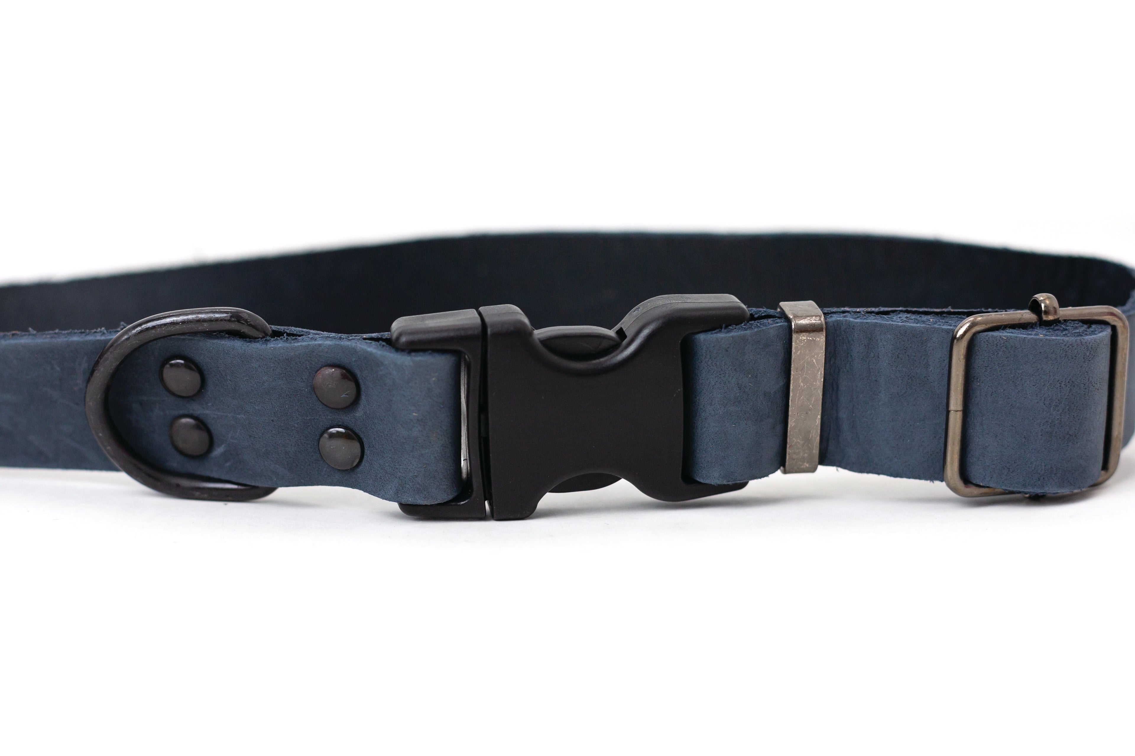Sport Style Blue Jeans Leather Dog Collar - OVERLANDERS Outfitter