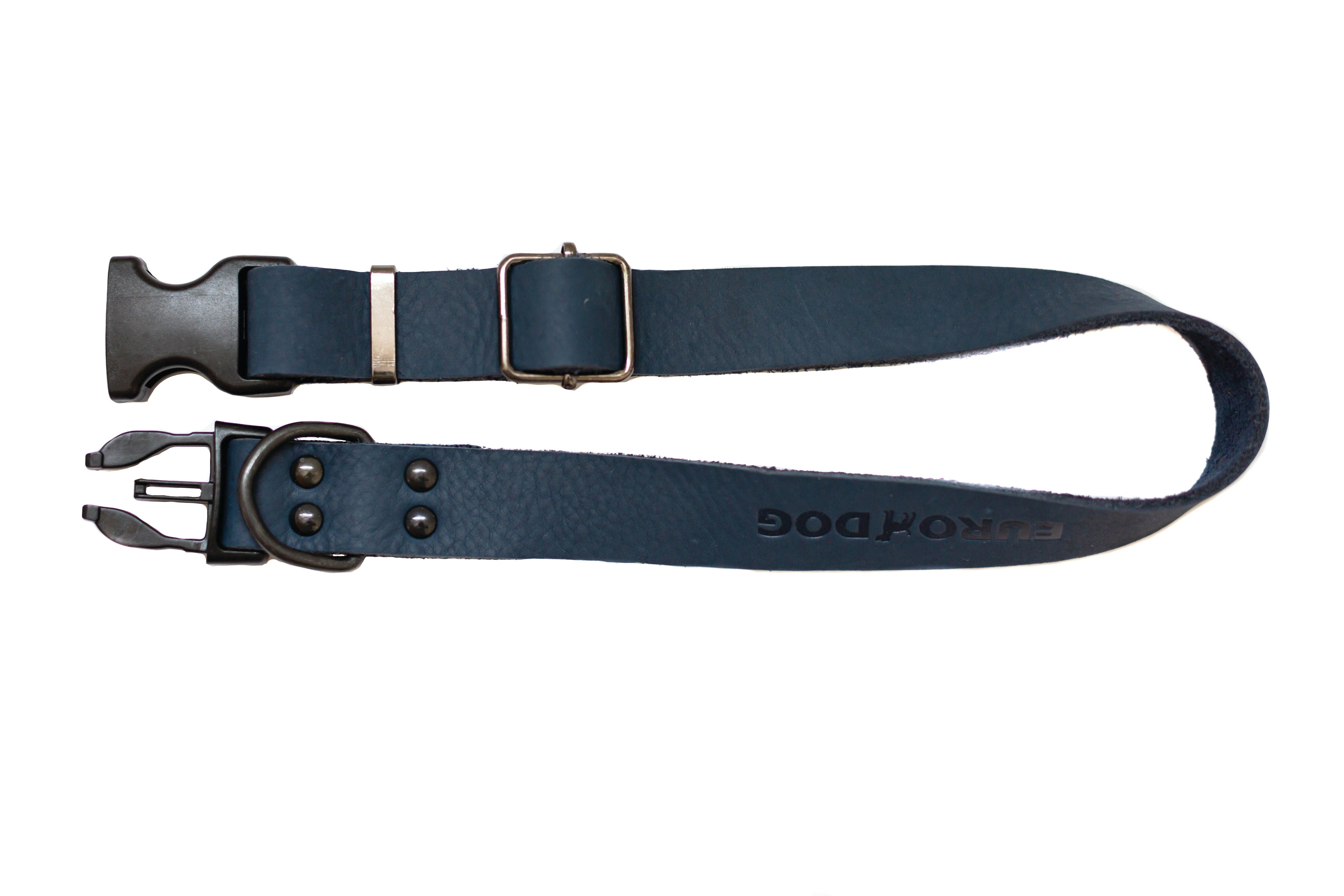 Sport Style Blue Jeans Leather Dog Collar - OVERLANDERS Outfitter