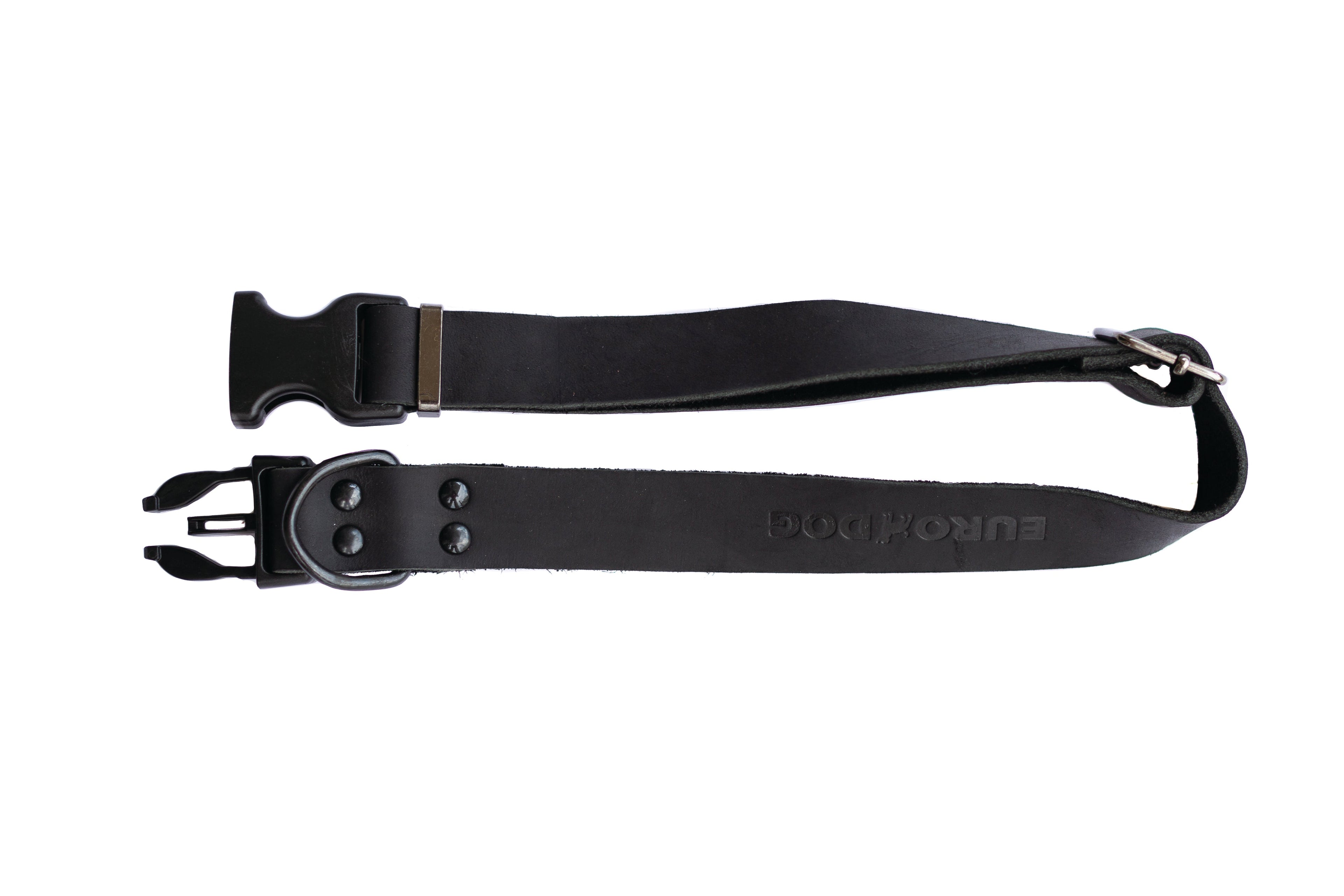 Sport Style Midnight Black Leather Dog Collar - OVERLANDERS Outfitter