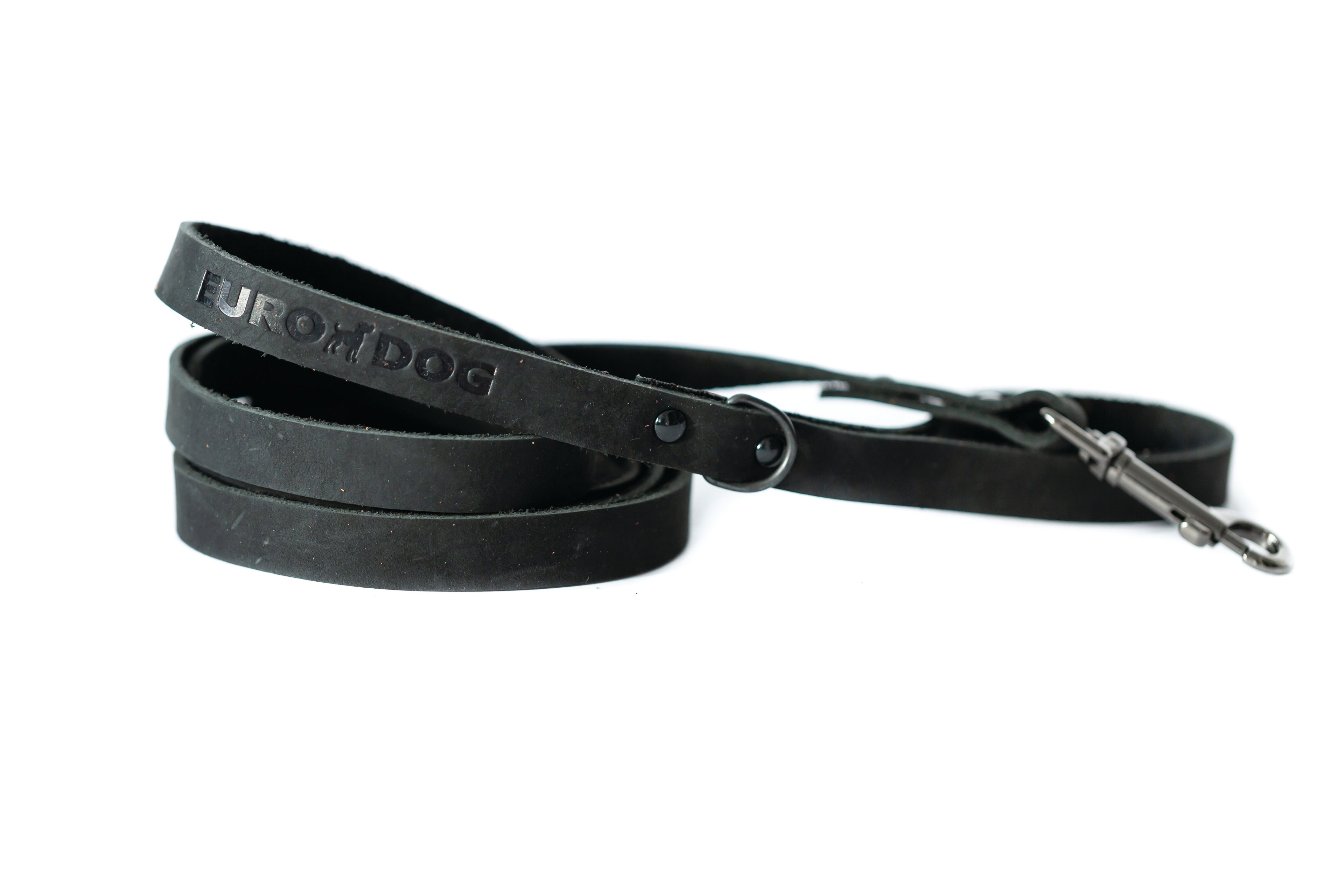 Sport Style Midnight Black Leather Leash - OVERLANDERS Outfitter
