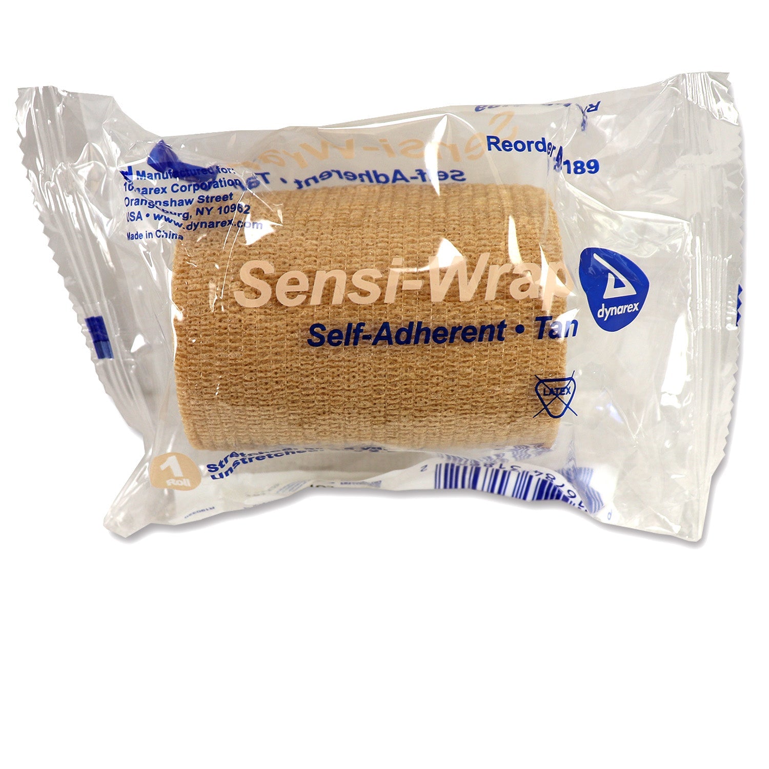 Tan Sensi Wrap self-adherent latex-free bandage, 3 inch by 5 yards, used for medical wrapping and support.