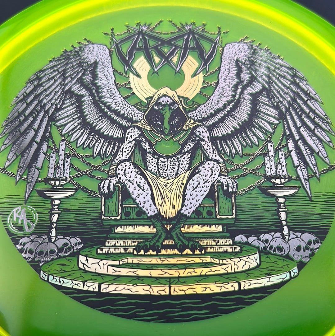 CryZtal Buzzz disc golf disc by Rare Air Discs featuring Karudi the Overseer design from Cult of RAD by Ripper Studios