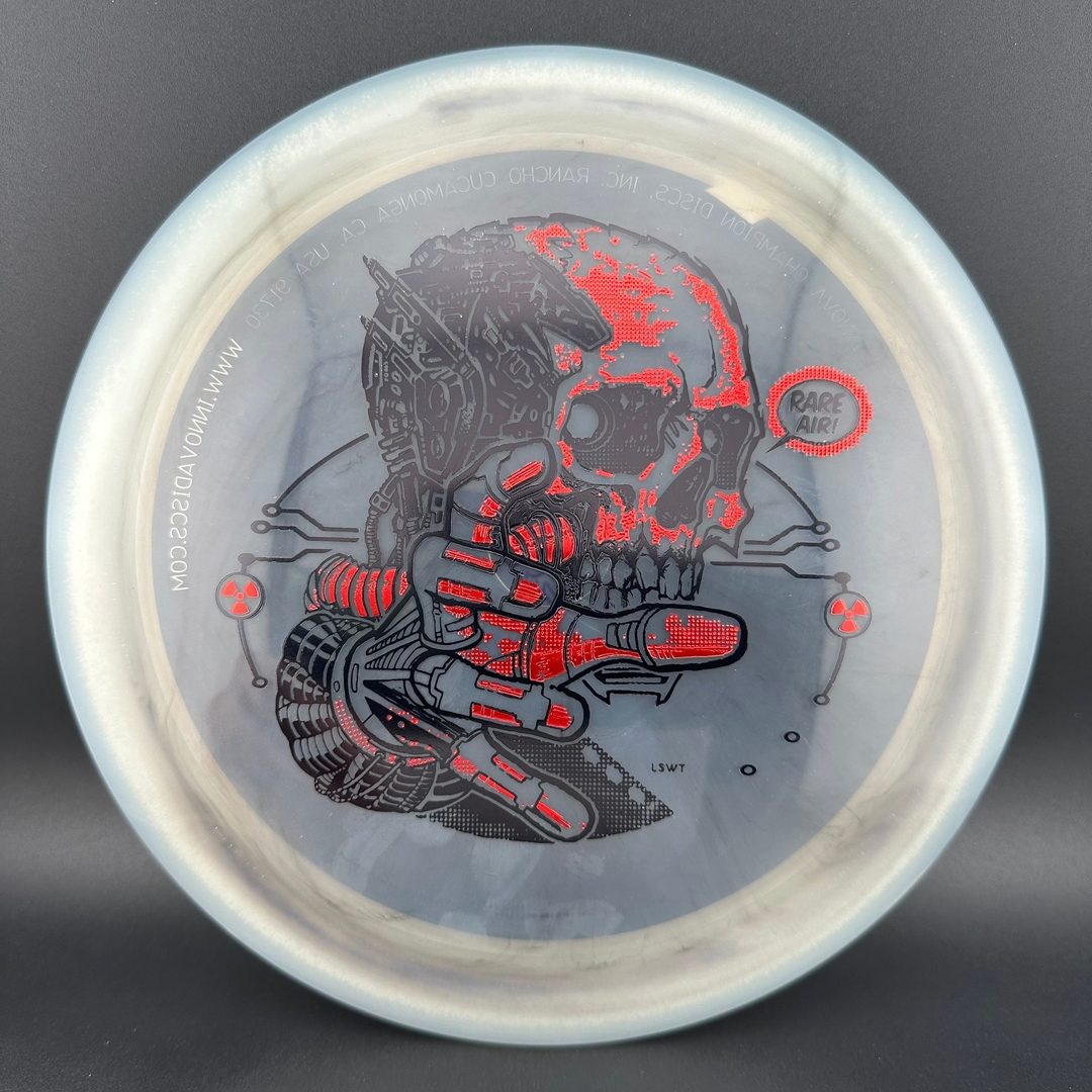 Gummy C-Blend Aztec disc golf disc by Rare Air Discs, part of the STRATUS FEAR V1 series, with colorful Aztec design.
