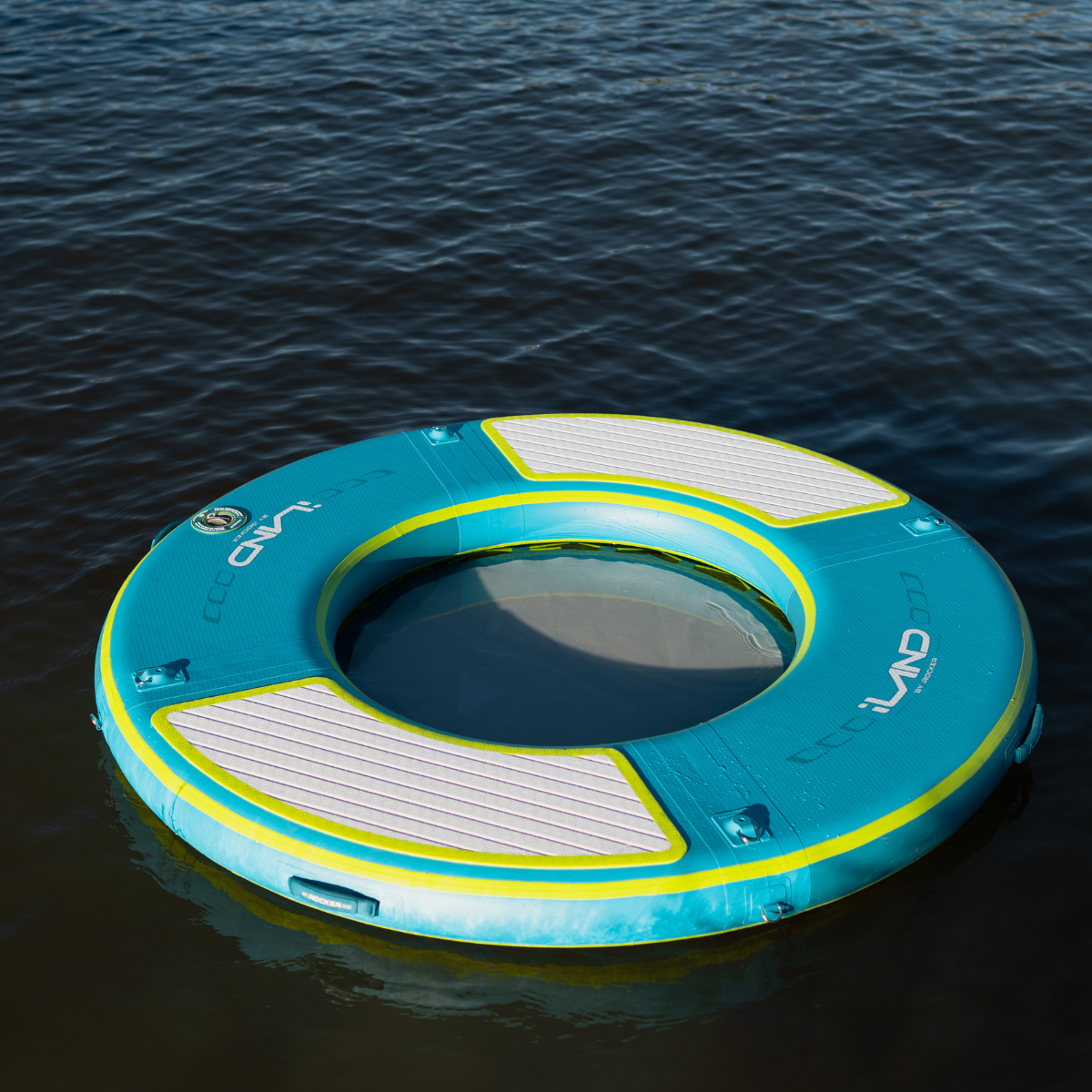iLAND® by iROCKER 6-foot round float, inflatable pool float with vibrant colors, designed for comfortable lounging and relaxation