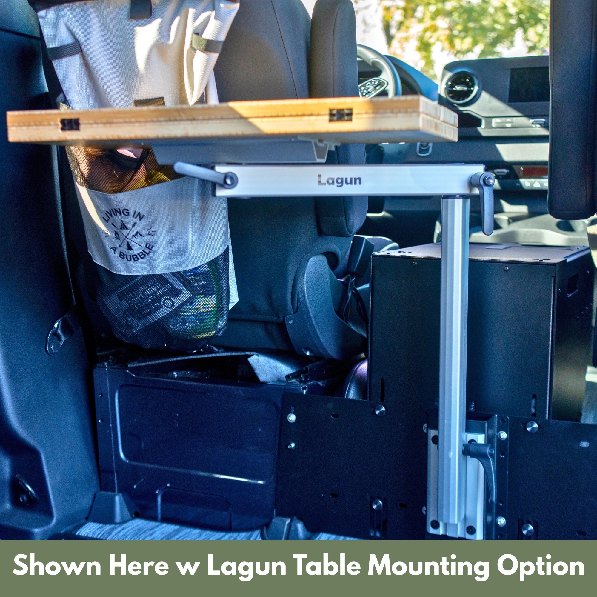 Sprinter Scout Center Console Box by The Van Mart, showcasing a sleek design with storage compartments for vehicle accessories.