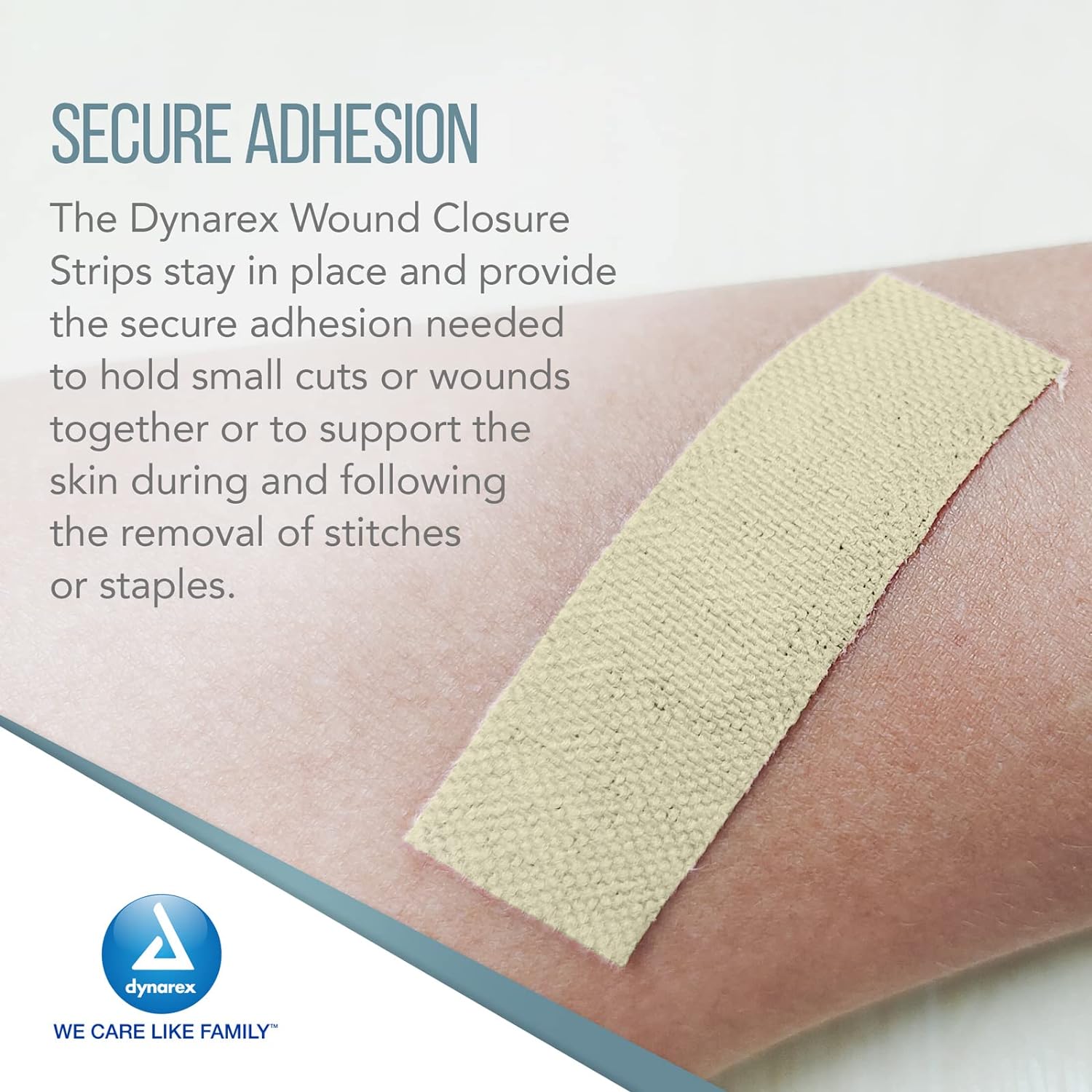 SecureStrip adhesive wound closures in a pouch, featuring 1/8" x 3" sterile bandages for minor cuts and wounds.