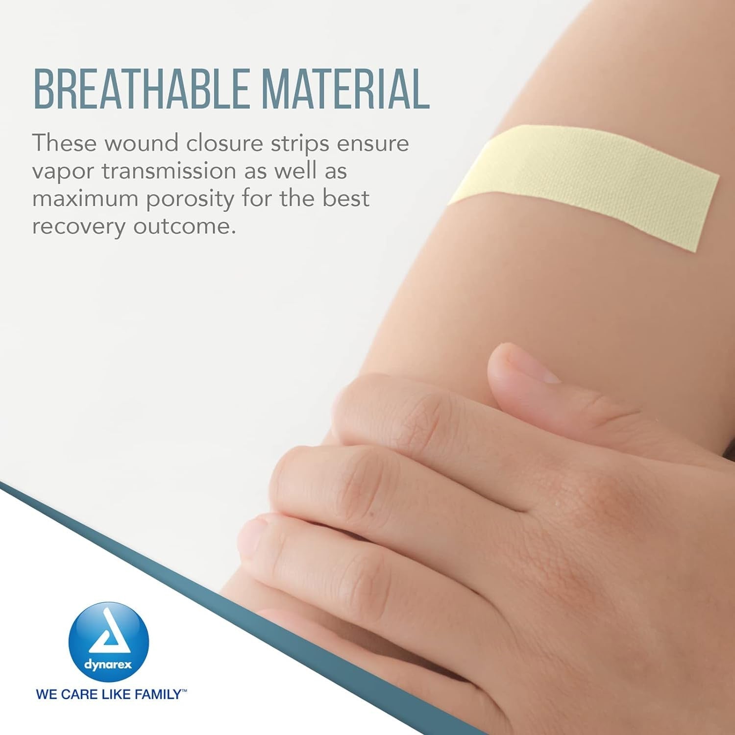 SecureStrip adhesive wound closures in a pouch, 1/4"x1-1/2" size, used for securing bandages and wound protection.