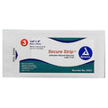 Three 1/4" x 3" SecureStrip adhesive wound closures in a pouch, used for secure wound wrapping and bandaging.