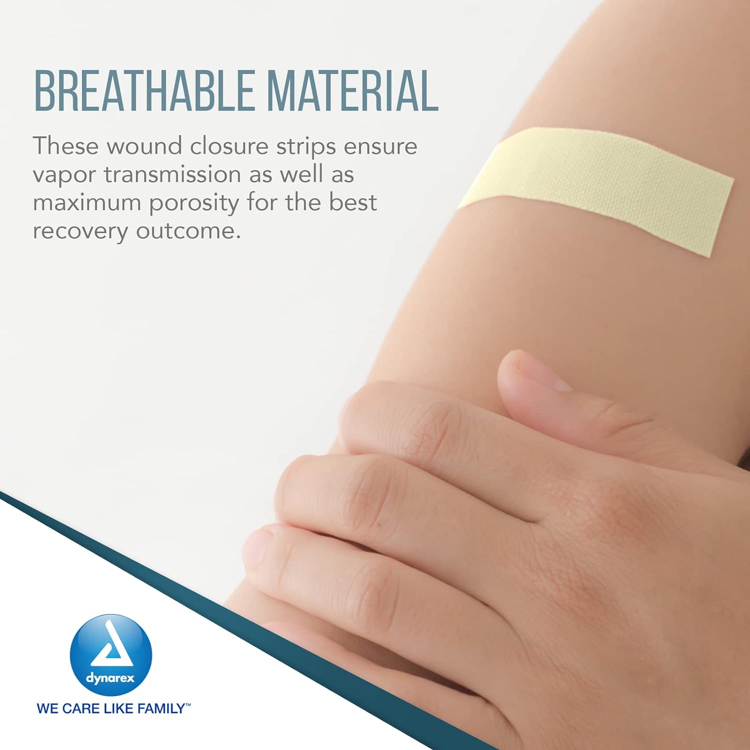 SecureStrip adhesive wound closures, 1/2" x 4", shown in a pouch, used for securing bandages and wound protection.