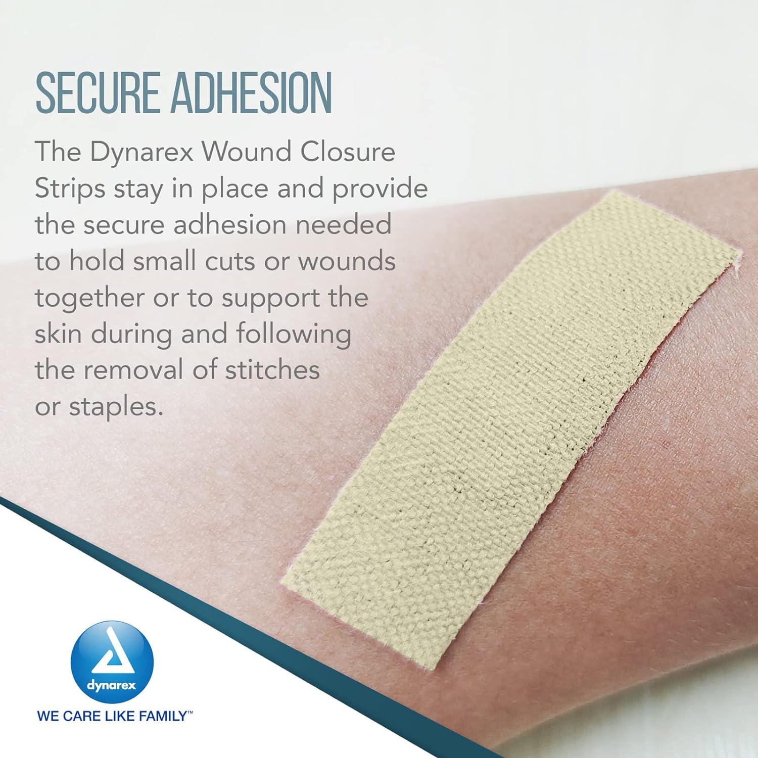 Pack of four 1" x 4" SecureStrip adhesive wound closures by quakekits.com, sterile bandages with adhesive backing for minor cuts.