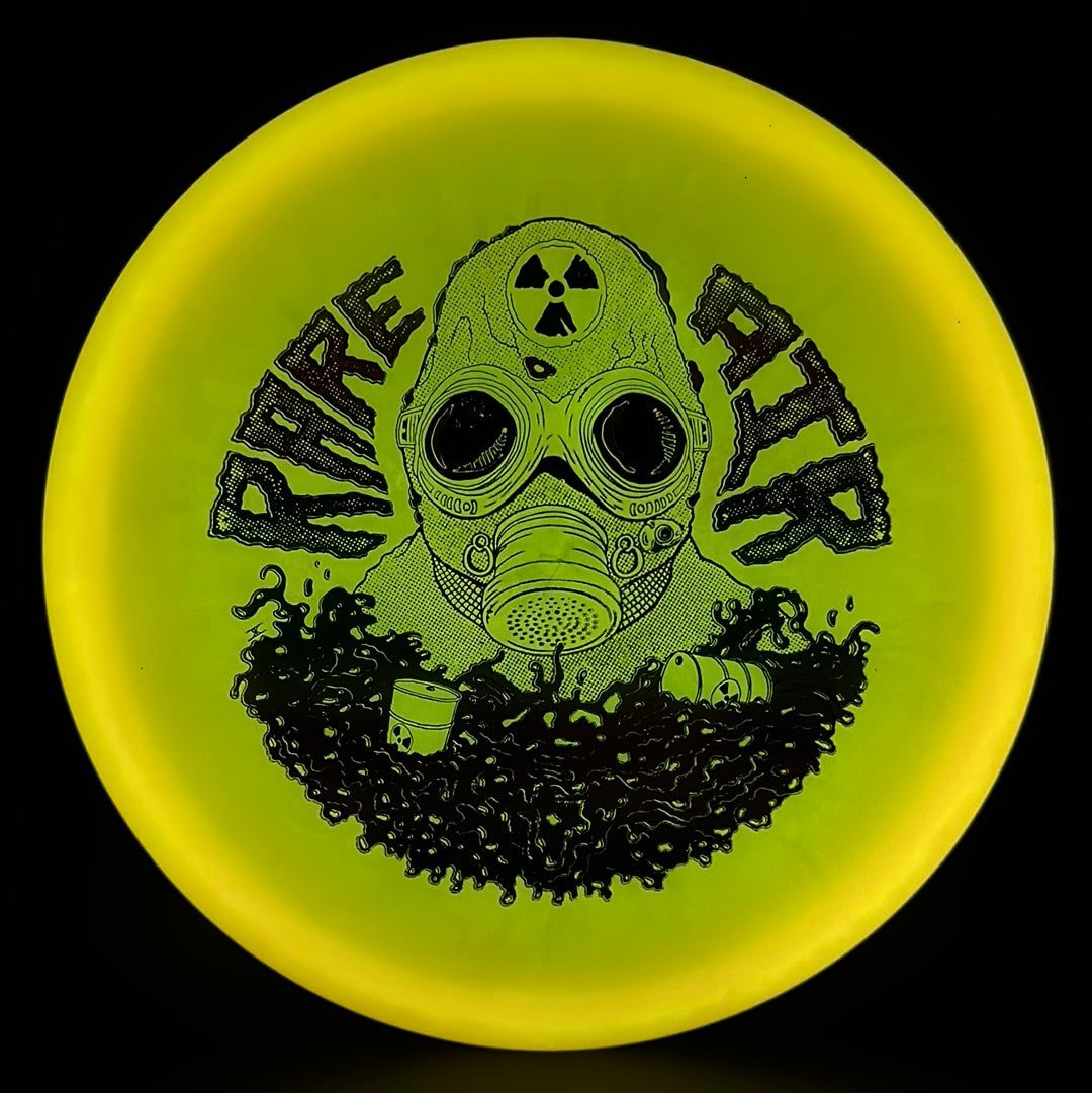 Color Lunar Recon Mortar F2 disc golf disc by Rare Air Discs featuring Radioactive Man stamp in vibrant lunar colors.