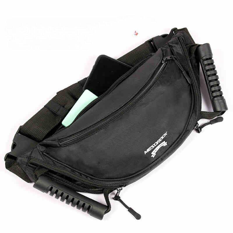 Motorcycle rear seat safety grab handle by Bean's Moto Booth, sturdy for passenger support and secure grip.