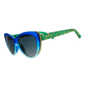 Rhonda's Peacock Palace Glam G polarized sunglasses from Rare Air Discs, featuring vibrant peacock feather design and stylish accessories.