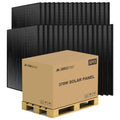Green Vista Living Sungold Power 370W monocrystalline black PERC solar panel pallet with 32 panels installed outdoors