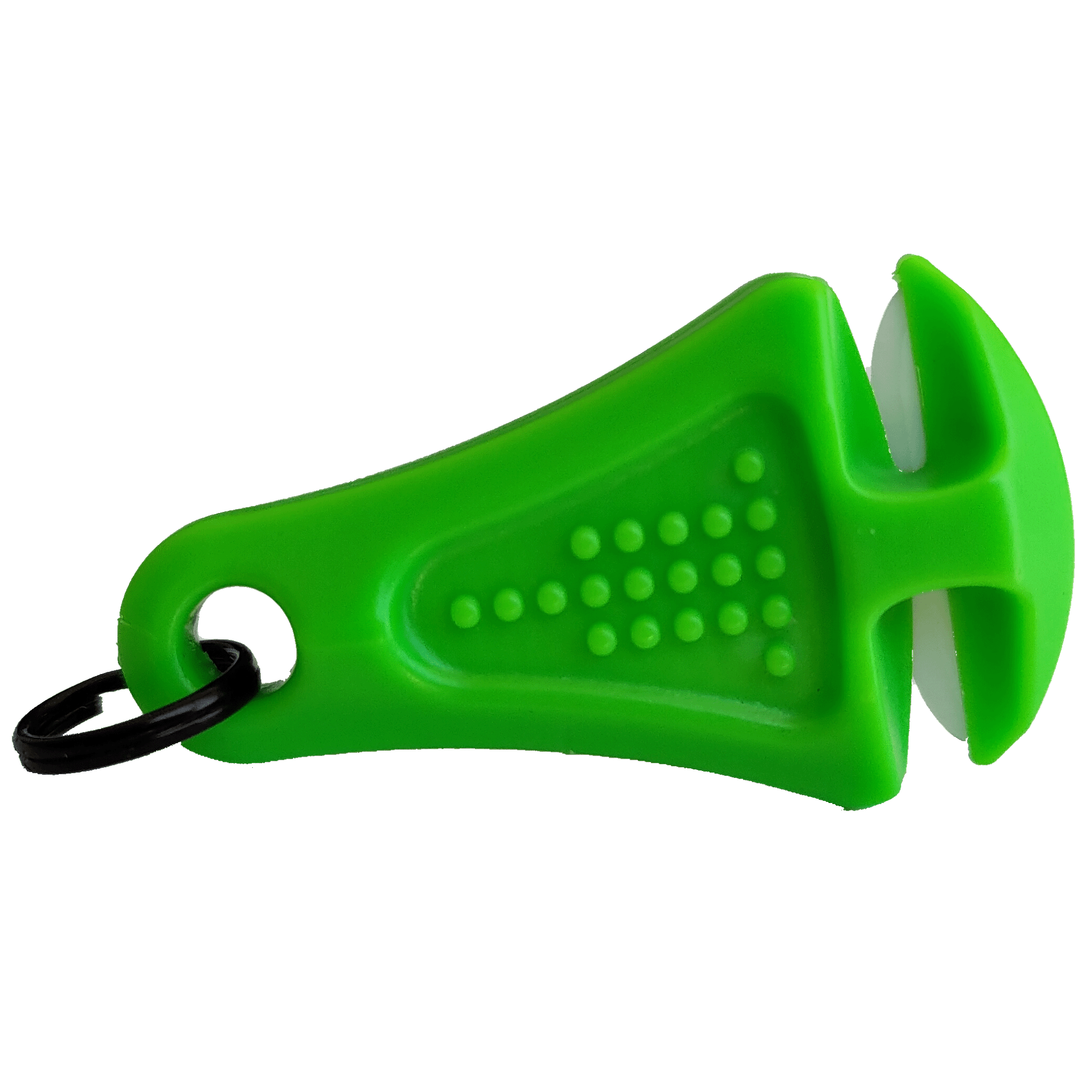 Line Cutterz ceramic blade zipper pull with durable metal attachment for easy zipper opening and closing.