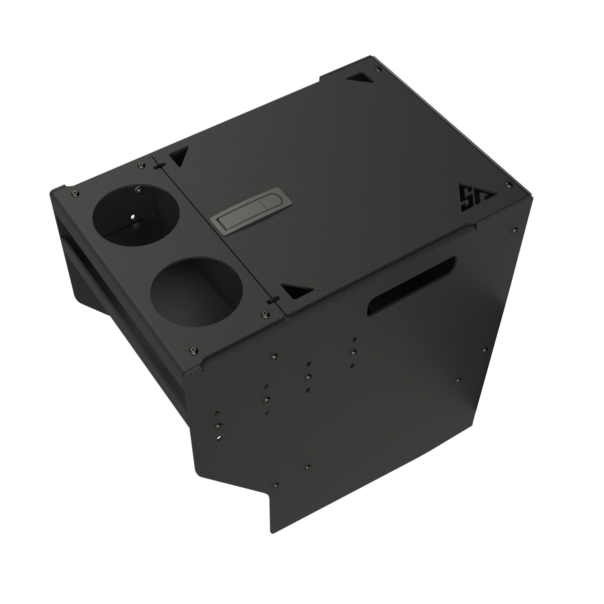 Sprinter Scout Center Console Box by The Van Mart, showcasing durable storage with a sleek design for van accessories.