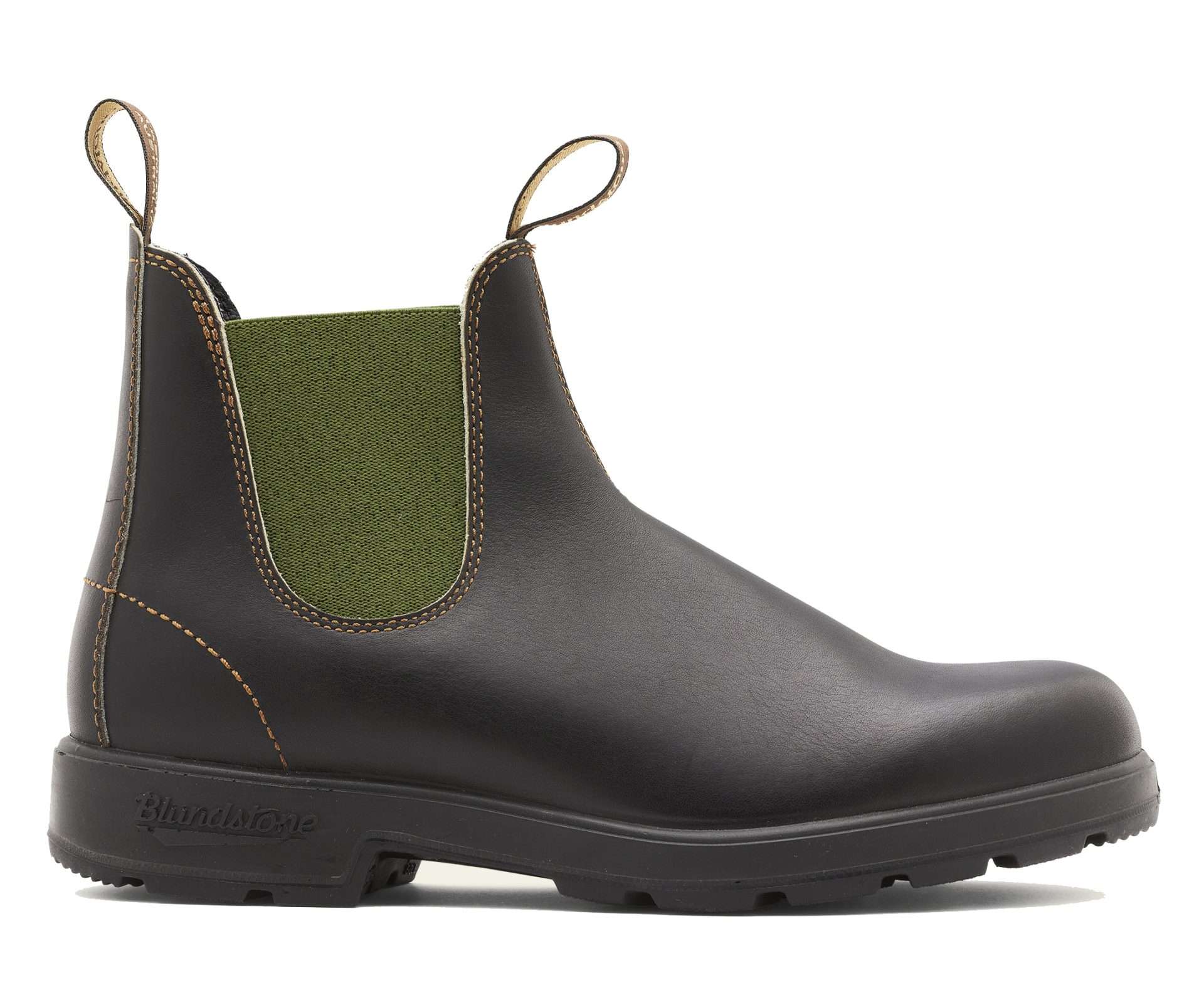 Runnwalk men's Blundstone 519 Chelsea boots in dark brown leather, showcasing their classic slip-on design and sturdy sole.