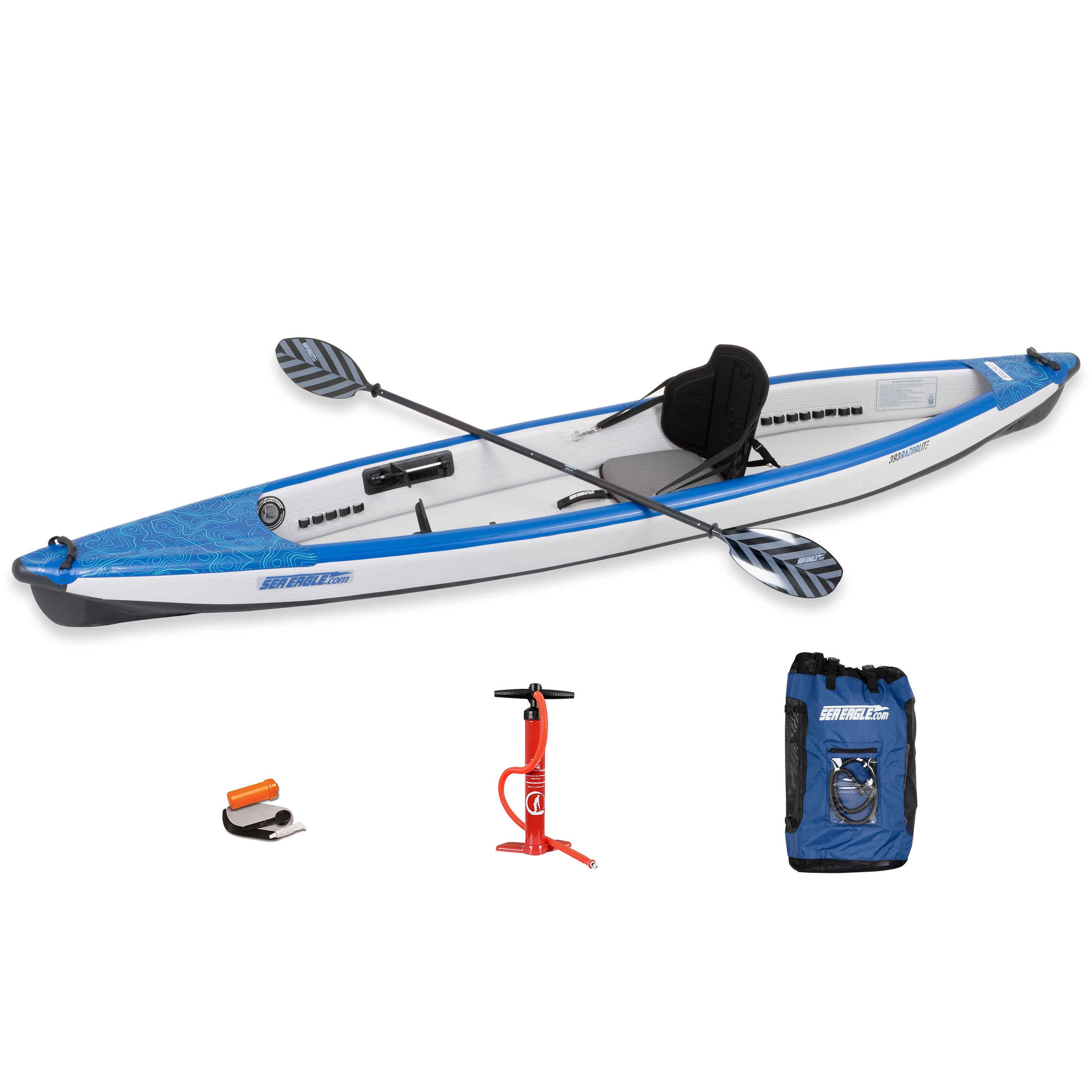 Backcountry Sportsman RazorLite™ Inflatable Kayak 393rl RazorLite Pro Carbon Solo Package, showing the compact kayak and paddle setup.