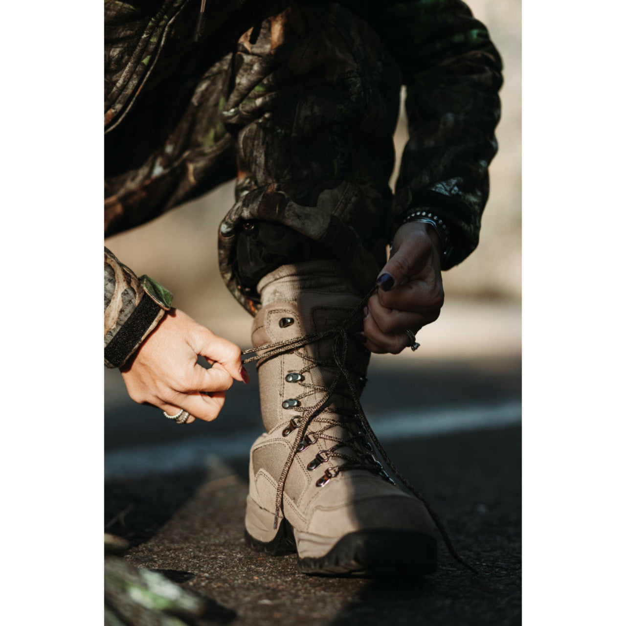 Tan nubuck lace-up boots with 600-gram insulation, featuring durable construction and classic style from DSG Outerwear.