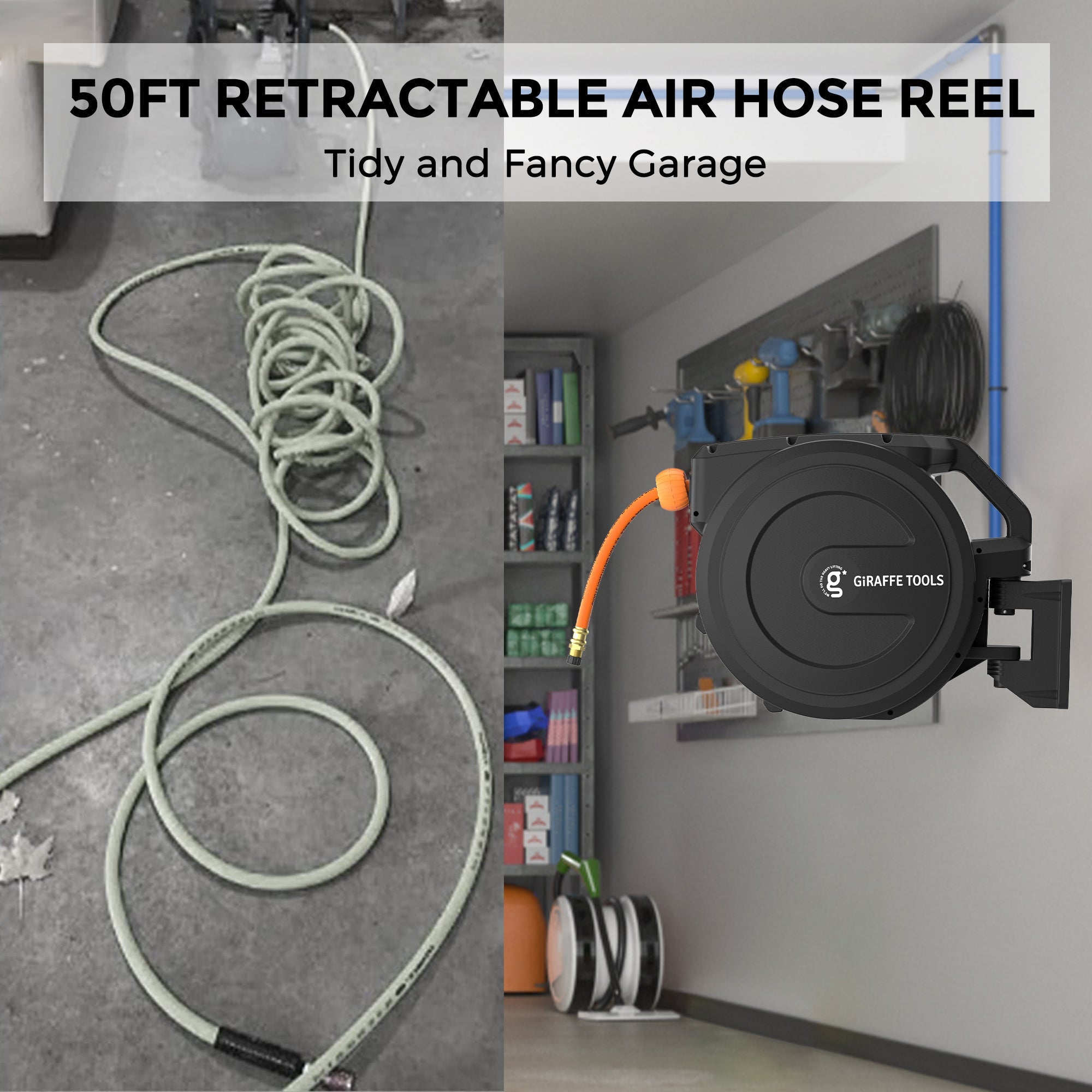Retractable Air Hose Reel-PP Housing-3/8in-50ft - OVERLANDERS Outfitter