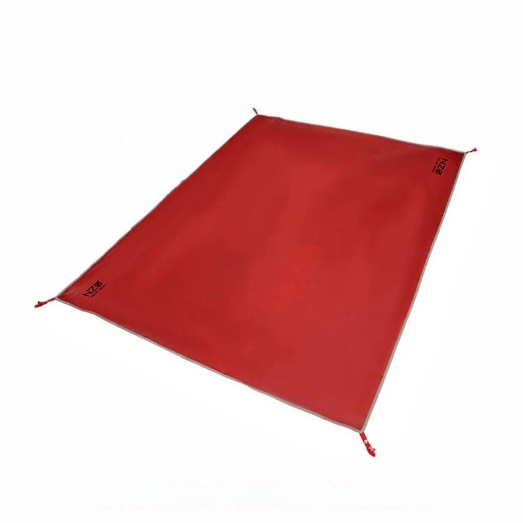Close-up of Near Zero Outdoor Gear 3P DynaLite tent footprint on ground, showing durable waterproof material and precise size fit.