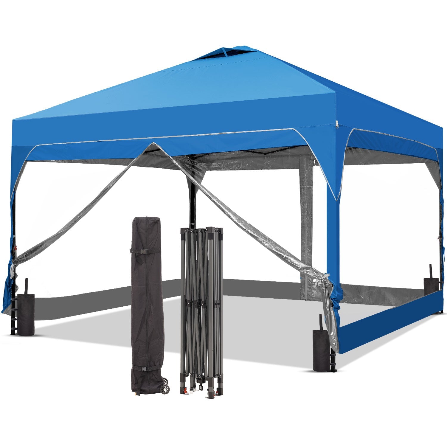 Ainfox 12ft x12ft Pop Up Canopy With 4 transparent sidewalls Outside Canopy with Wheeled Carry Bag, Bonus 8 Stakes and 4 Ropes - OVERLANDERS Outfitter