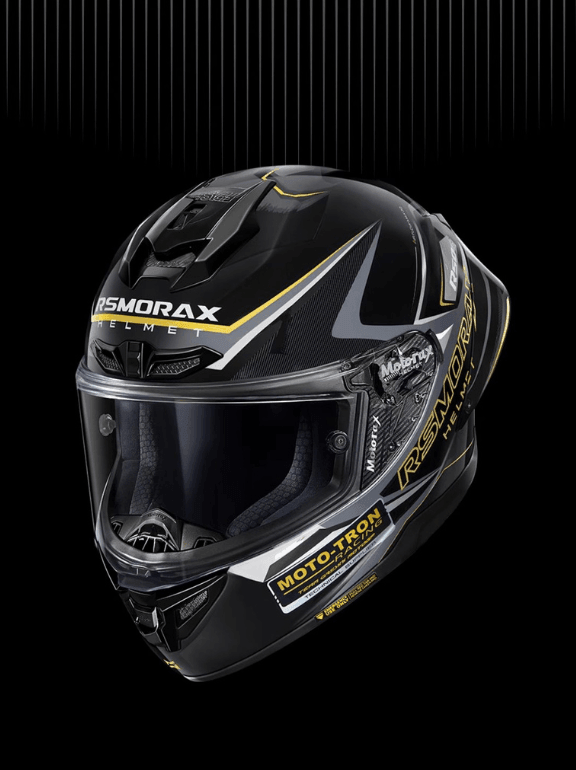 Bean's Moto Booth RSMORAX™ R50S PRO motorcycle riding helmet with sleek design and secure visor, shown from the front.