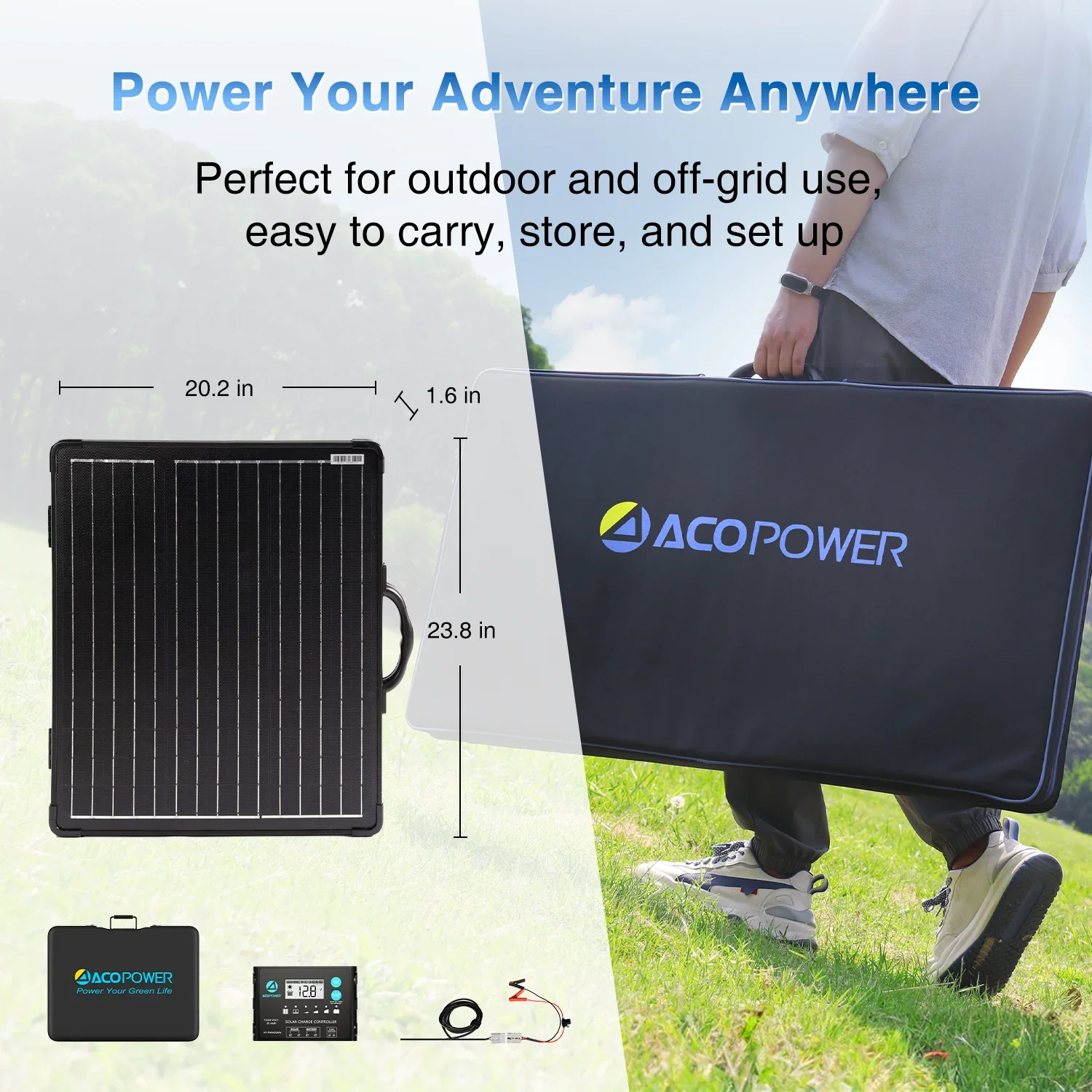 ACOPOWER PLK Portable Solar Panel Kit, Lightweight 20A Charge Controller——200W, 100W - We The Collective
