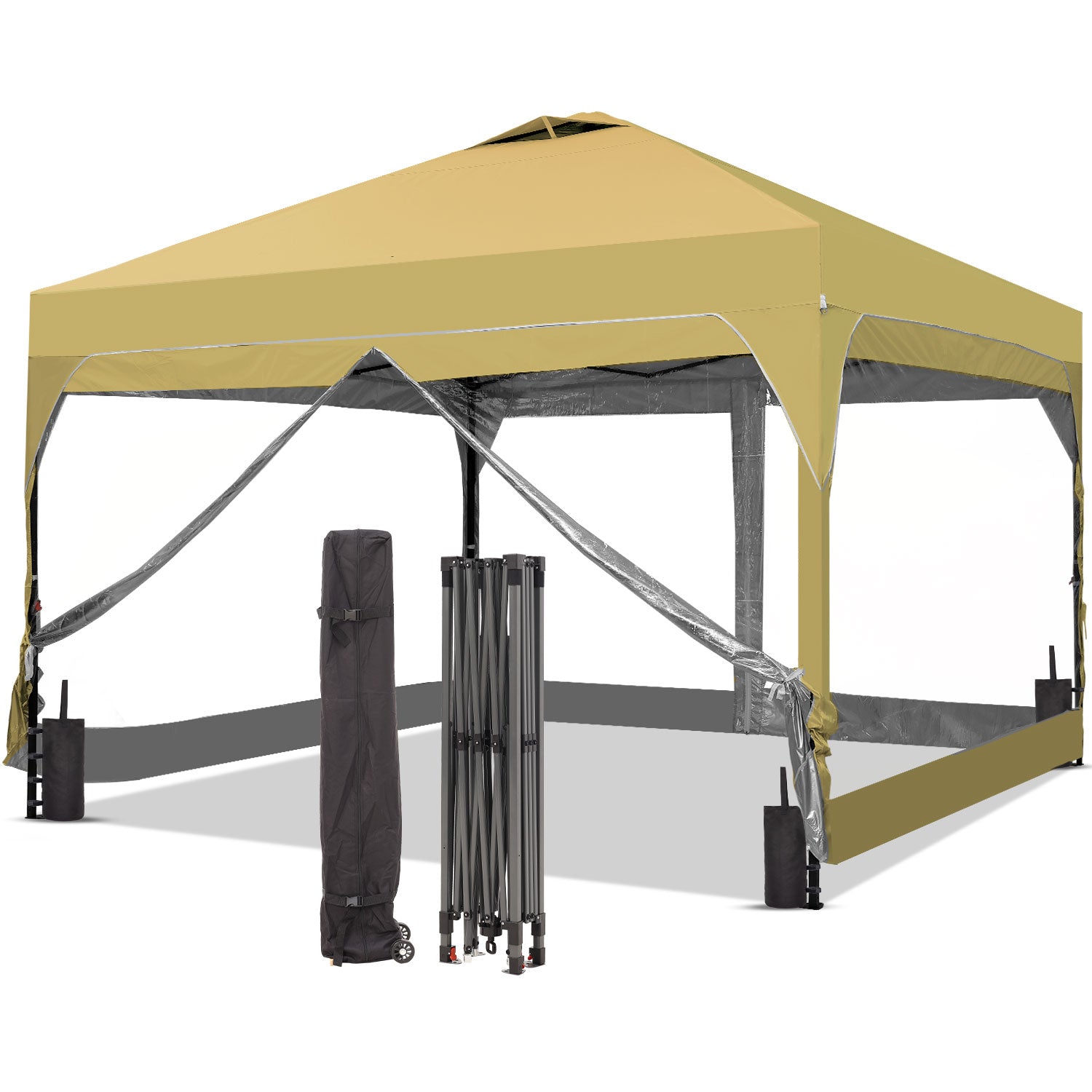 Ainfox 12ft x12ft Pop Up Canopy With 4 transparent sidewalls Outside Canopy with Wheeled Carry Bag, Bonus 8 Stakes and 4 Ropes - OVERLANDERS Outfitter