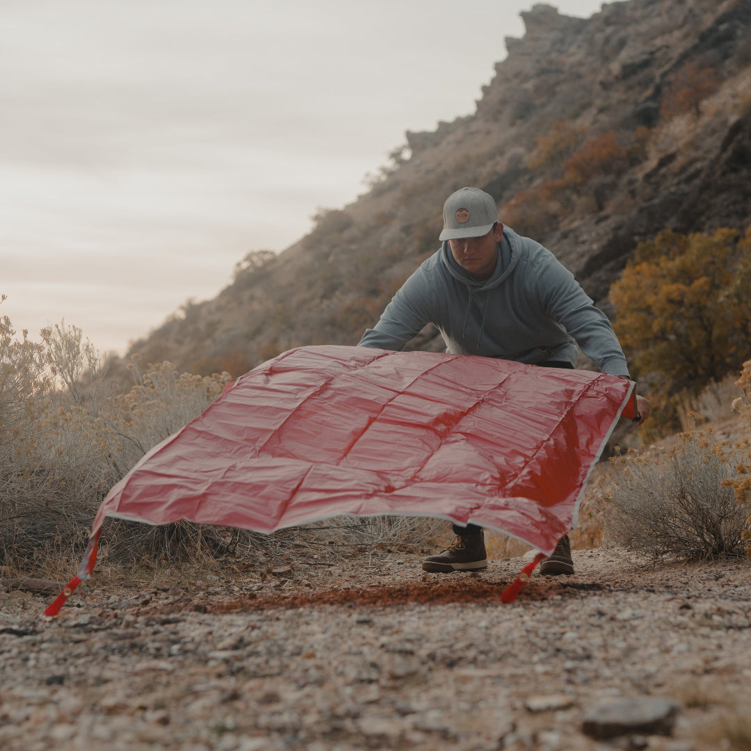Near Zero Outdoor Gear 2P DynaLite Footprint, durable outdoor tent accessory showing the lightweight, protective footprint for tents.