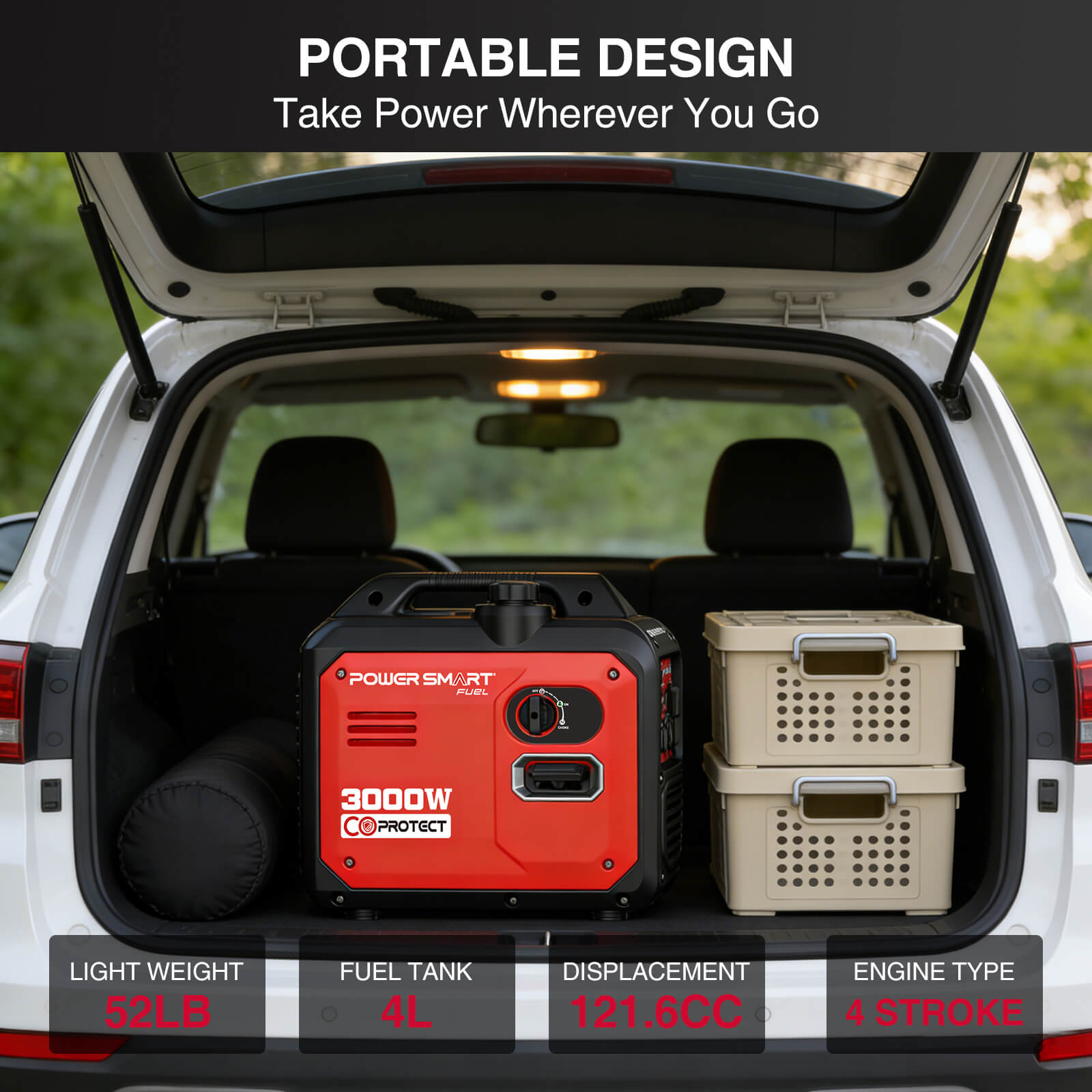 3000W Inverter Gas Generator w/ CO Alert DB5032 - OVERLANDERS Outfitter