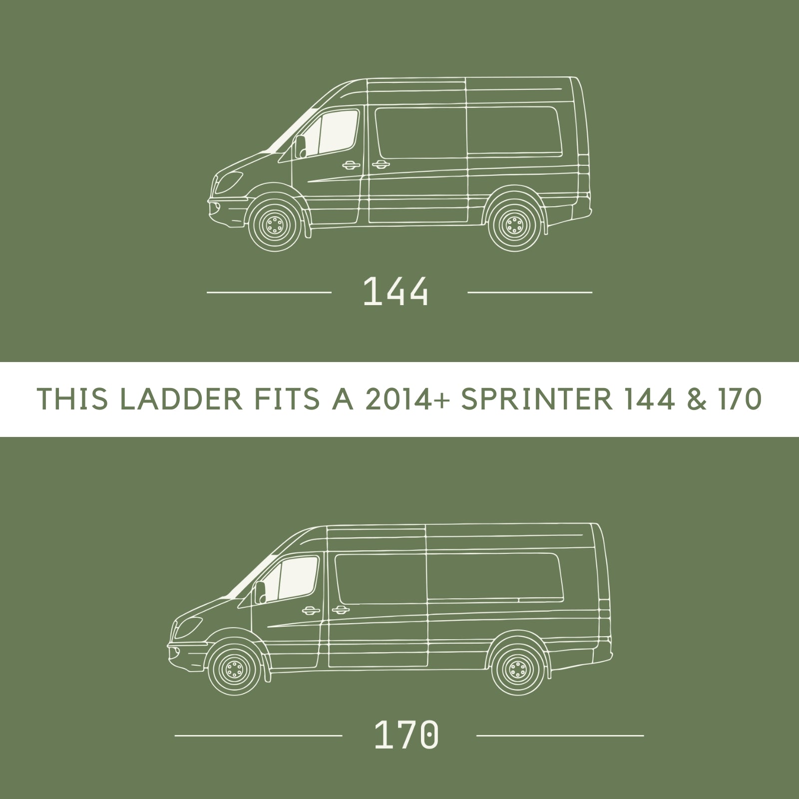 Vanspeed Sprinter side ladder mounted on van exterior, showing sturdy metal construction and step rungs for easy access.