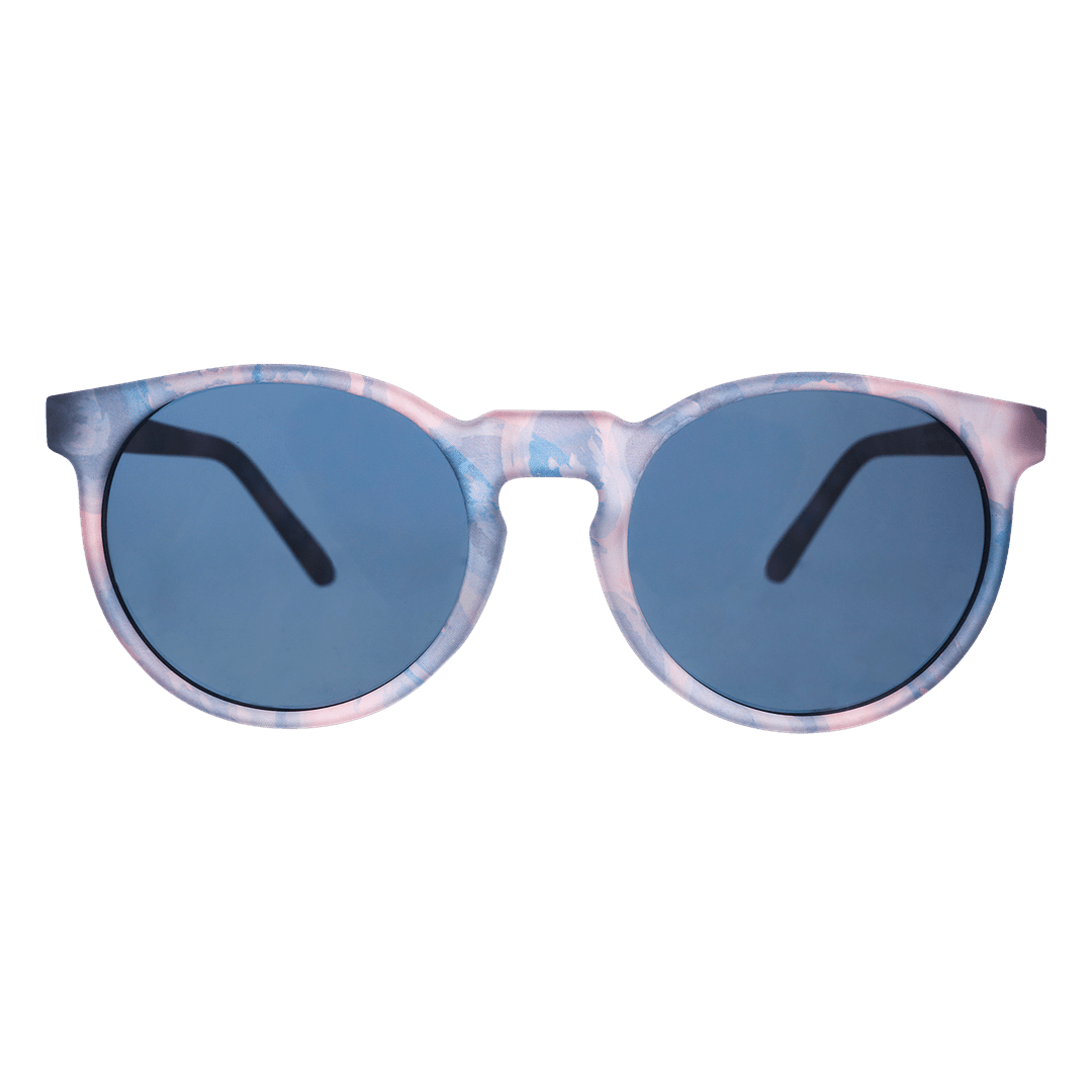 Circle G polarized sunglasses from Rare Air Discs with transparent frame and "Embracing My Inner Meteorologist" design.
