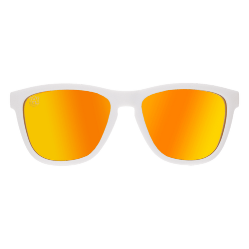 Auburn Bodda Getta Collegiate OG polarized sunglasses by Rare Air Discs with transparent frames and dark tinted lenses.