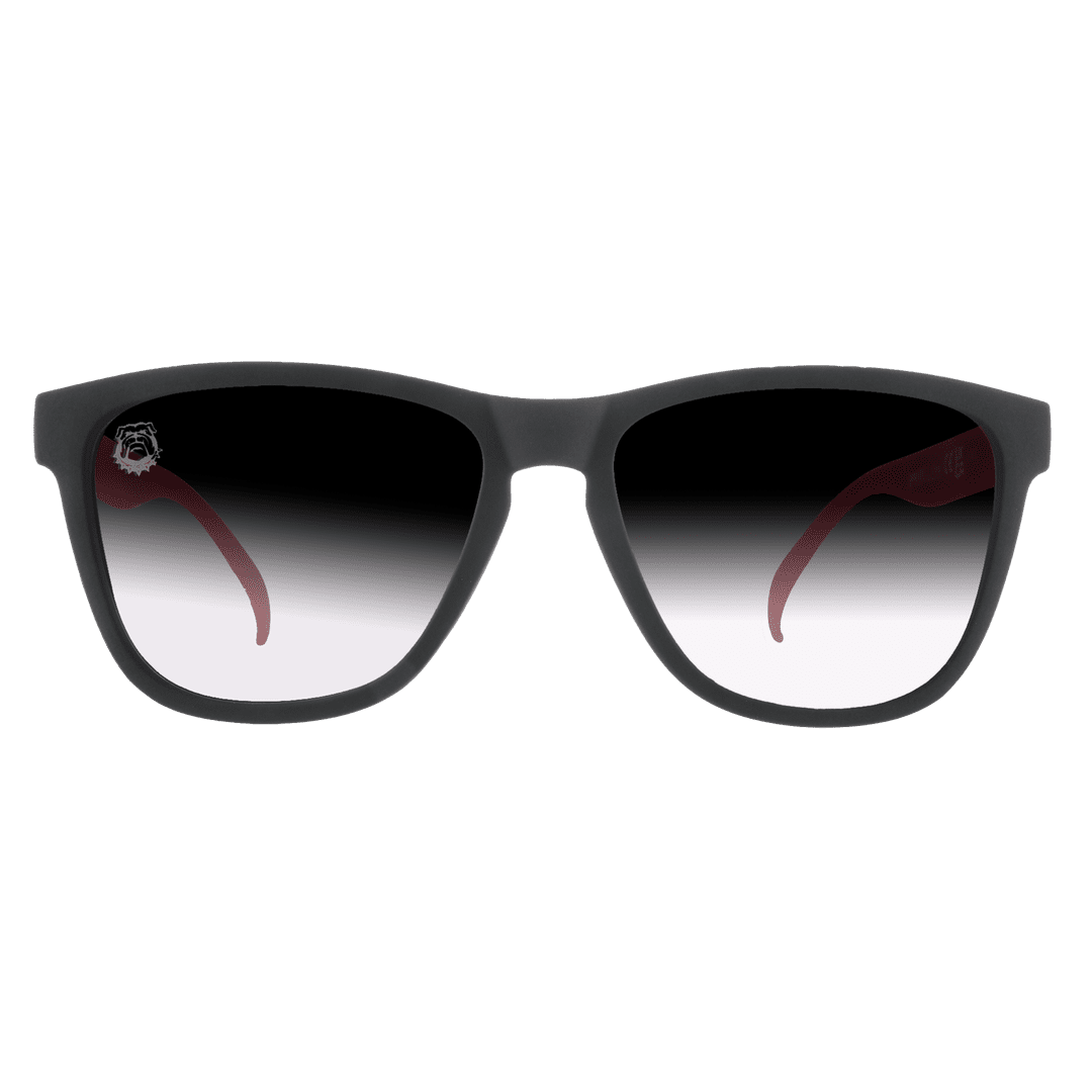 Rare Air Discs Georgia Bulldogs polarized sunglasses with transparent frames and dark lenses, showcasing collegiate accessory style.