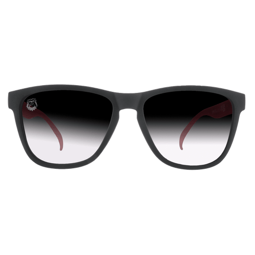 Rare Air Discs Georgia Bulldogs polarized sunglasses with transparent frames and dark lenses, showcasing collegiate accessory style.