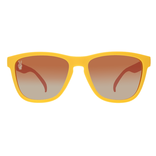 Clear front view of Rare Air Discs USC Collegiate OG polarized sunglasses, stylish accessories with USC logo and black frame.