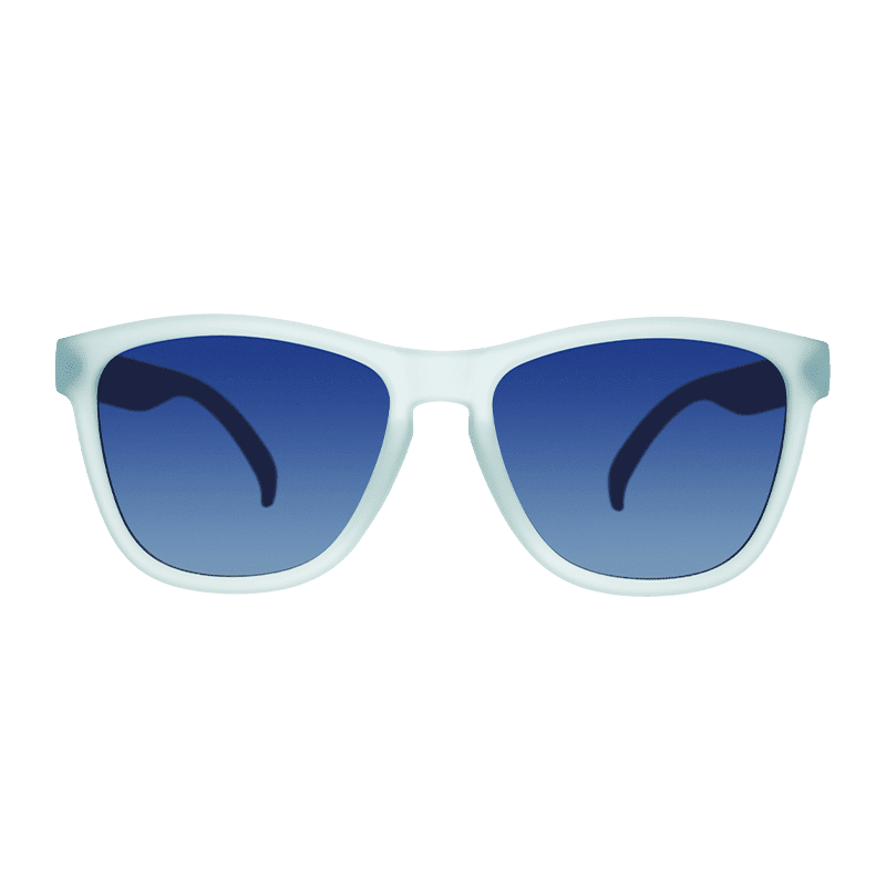 Rare Air Discs "These Shades Are Still Trash" OG polarized sunglasses in transparent frame, showcasing eco-friendly accessories.