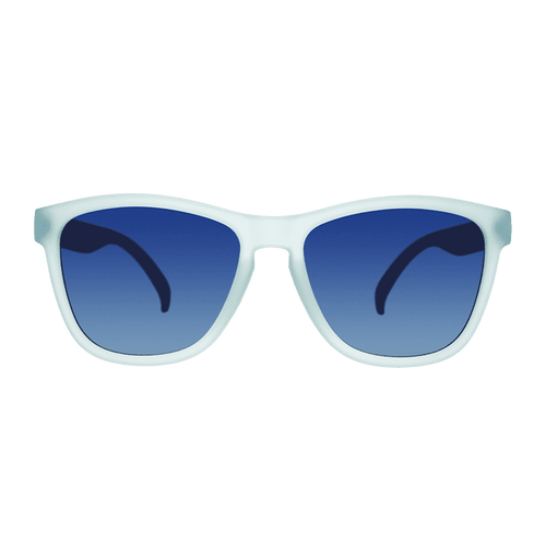Rare Air Discs "These Shades Are Still Trash" OG polarized sunglasses in transparent frame, showcasing eco-friendly accessories.